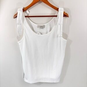 NWT Loft white tank with bow detail on shoulder